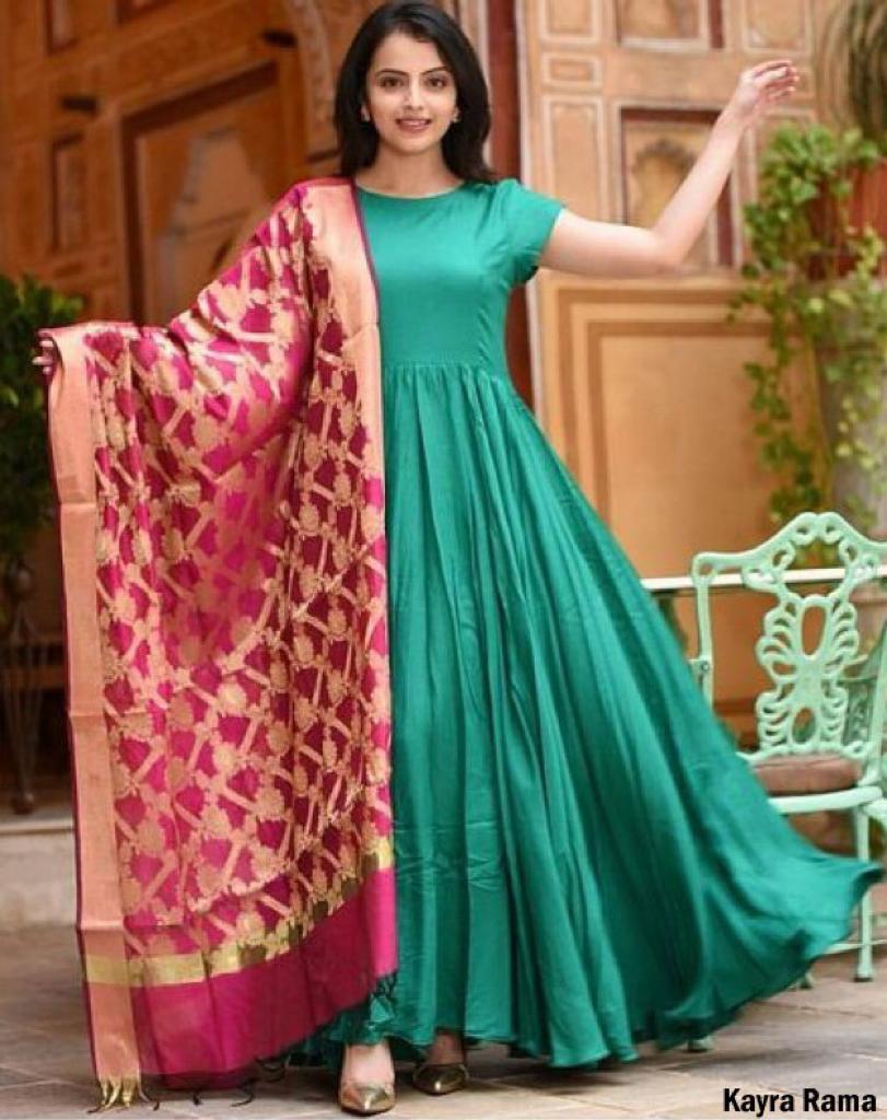 Long Rayon Gown With Banarasi Jecard Dupatta Catloge Khatumbdi-Fashion Long Rayon Gown With Banarasi Jecard Dupatta Catloge Khatumbdi-Fashion