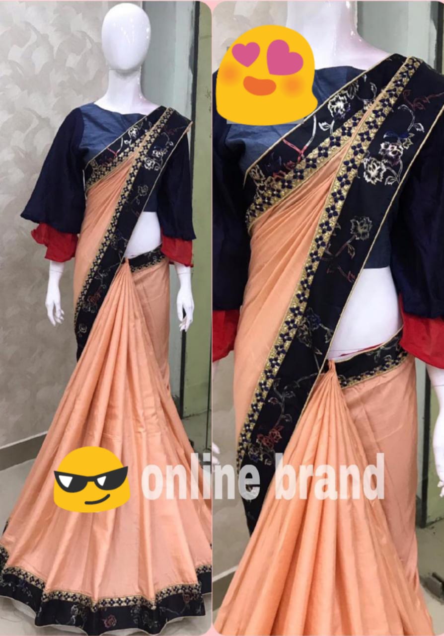 Feel cute in designer wear sarees   Beautiful soft architrave silk fabric