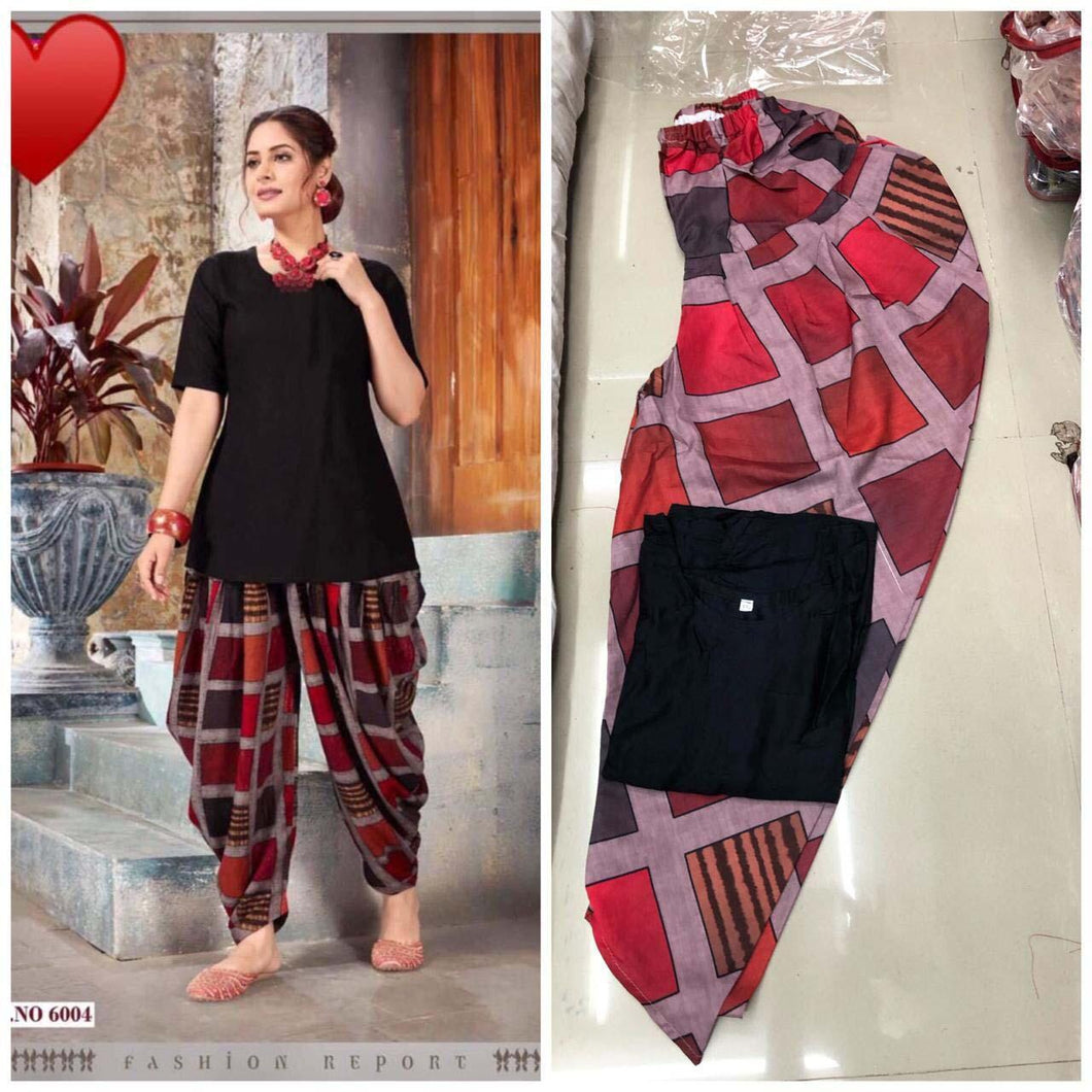 Kurti  Dhoti Reyon Crepe Fancy Design & Printed