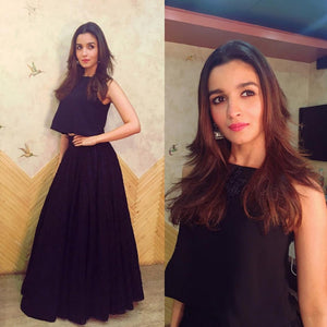 Alia Plain Black Crop Top