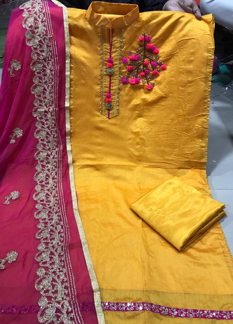 Modar silk with santoon inner & Bottom Kasturi kurtis