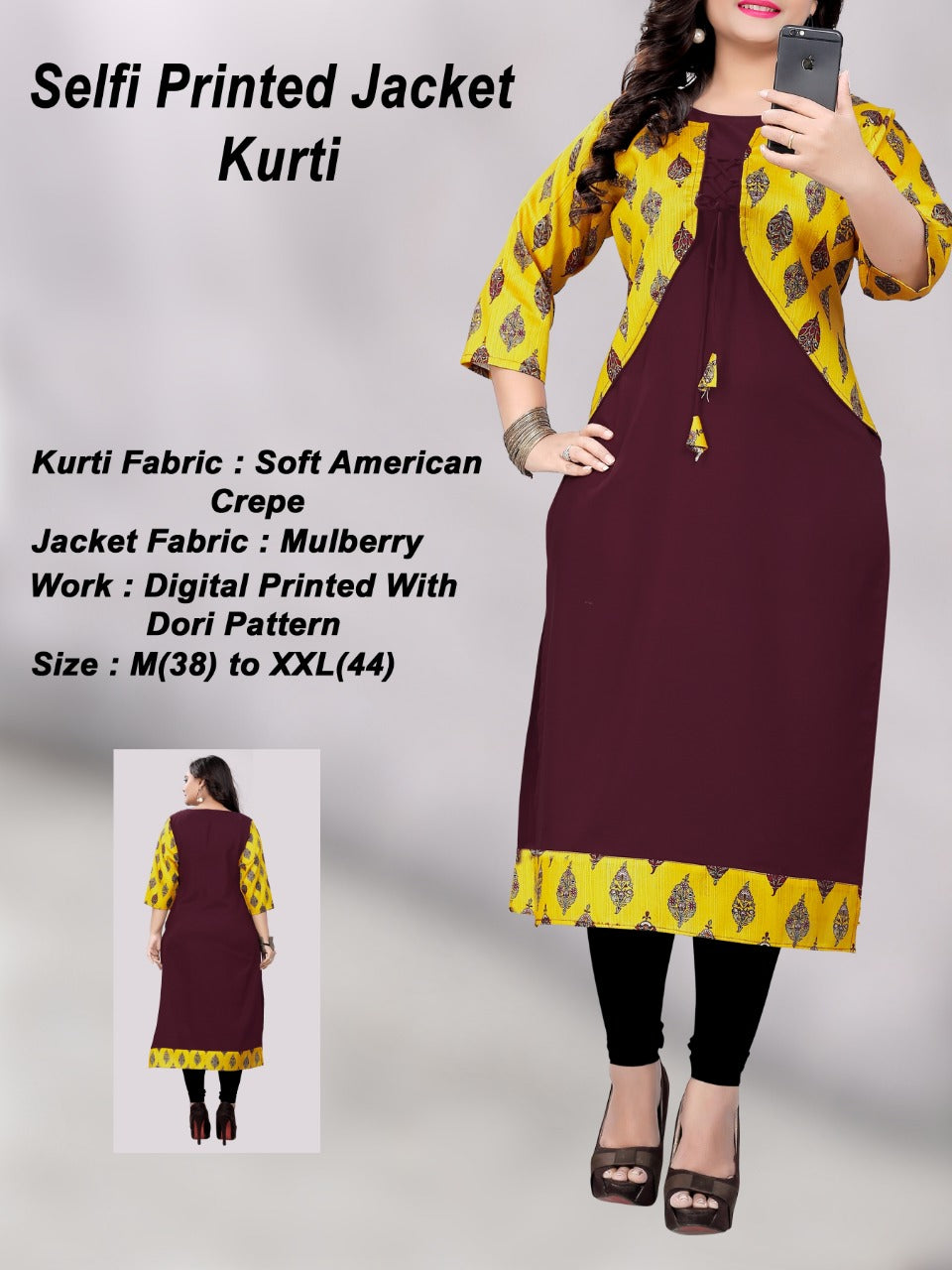 Kurti with Jacket : Buy Designer Jacket Style Long Kurti for ladies