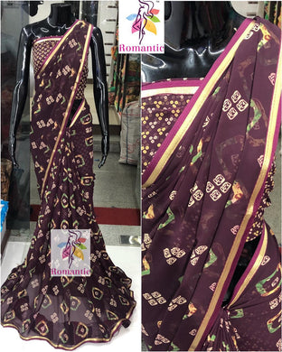 Bhandini Georgette printed saree with Banasri Border