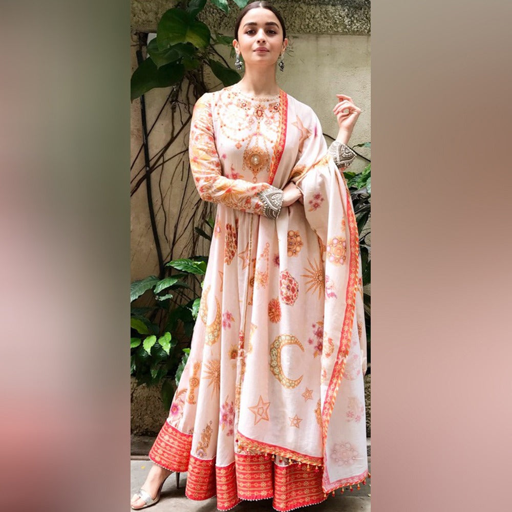 Alia Peach Digital Gown