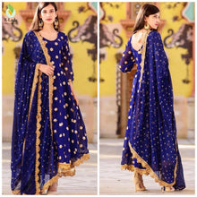Load image into Gallery viewer, Salwar   fox Georgette full ghera and jari and gold embroidered work