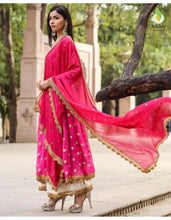 Load image into Gallery viewer, Salwar   fox Georgette full ghera and jari and gold embroidered work