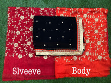 Load image into Gallery viewer, Saree Finished With Black Bhutti With Gold And Orange Borders