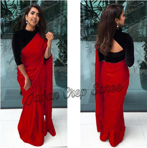 New Bollywood Hit Design  Heavy Japan Satin Crepe  saree