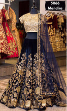Load image into Gallery viewer, Lehenga Choli velvetlehenga blouse set is adorned with  all-over floral machine embroidery.