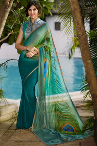 Hand printed sarees multicolor