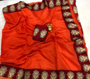 CHANDERI SILK WITH PRINT SAREE