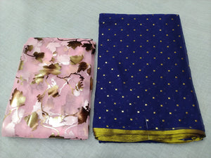 Pure Najmin star foil with zari weaving Border saree