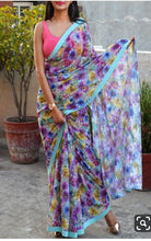 Load image into Gallery viewer, pure Georgette with less border saree
