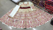 Load image into Gallery viewer, NEW DESIGNER LEHENAGS CHOLI  BENGLORY SATEEN EMBROIDERY CODING RED COLOR