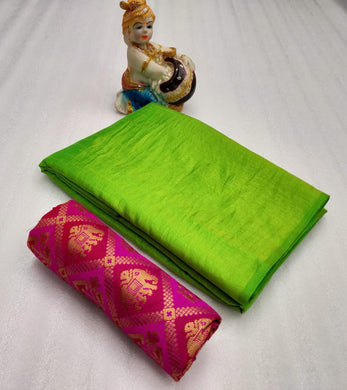 PRESENTS PLAIN SAREES WITH SUPERB JAQUARD BLOUSE.