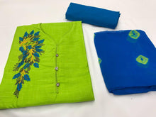 Load image into Gallery viewer, Cotton slab embroidered 16 colours Semi Stitched kurti