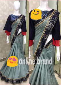 Feel cute in designer wear sarees   Beautiful soft architrave silk fabric