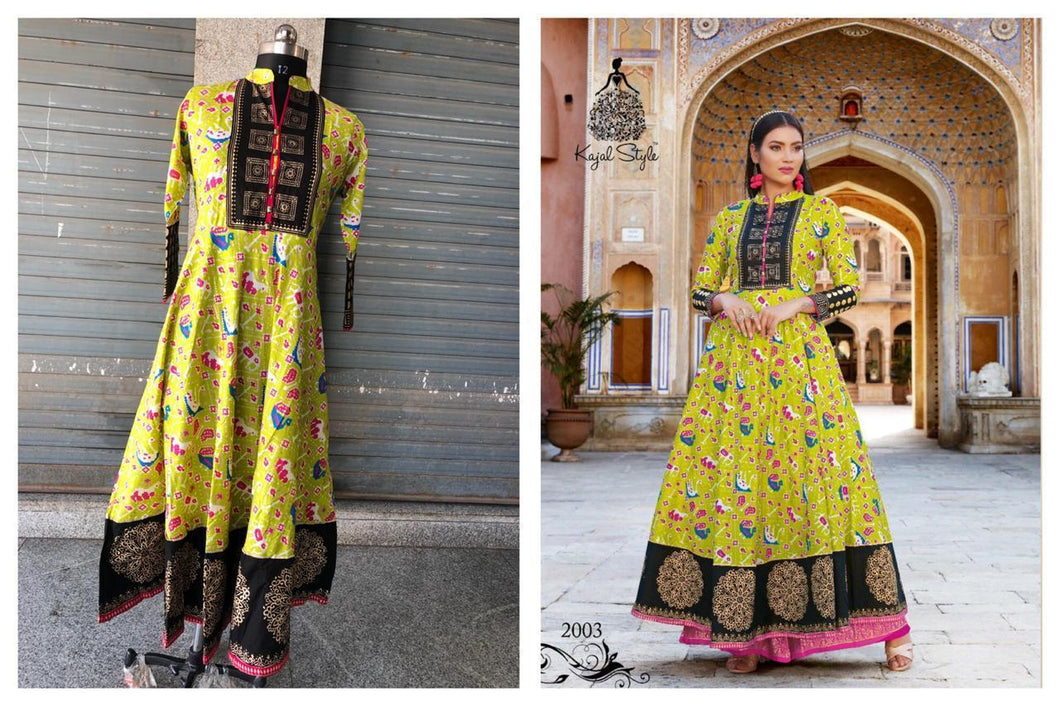 KAJAL STYLE HEAVY LOAN COTTON EITH ORDINARY PRINT YELLOW COLOR
