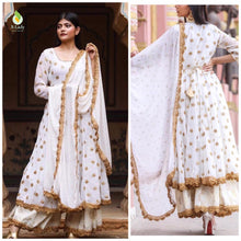 Load image into Gallery viewer, Salwar   fox Georgette full ghera and jari and gold embroidered work