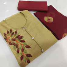 Load image into Gallery viewer, Cotton slab embroidered 16 colours Semi Stitched kurti