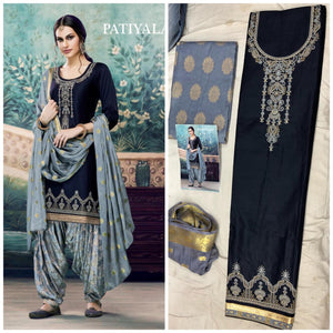 Jacquard Patiyala Satin Cotton with Embroidary Work Salwar