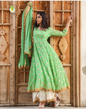Load image into Gallery viewer, Salwar   fox Georgette full ghera and jari and gold embroidered work