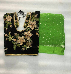 Pure Viscose Georgette Satin Patta with Pearl Moti  Saree