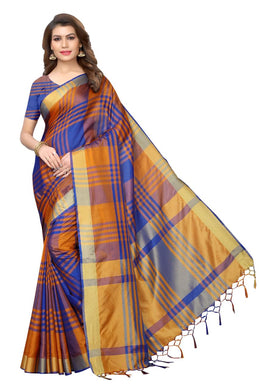 PRESENTS NEW DESIGN IN COTTON SILK WITH IKKAT CHECKS  4 COLORS  SAREE