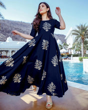 Load image into Gallery viewer, BEAUTIFUL RAYON KURTIS WITH GOLD BLOCK PRINT
