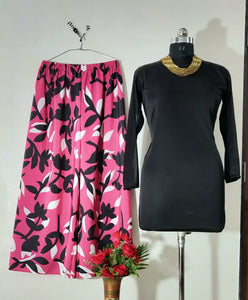 GOOD QUALITY HEAVY LYCRA STACHEBAL TOP WITH BEAUTIFUL FULLY STITCHED CREPE SILK PLAZZO