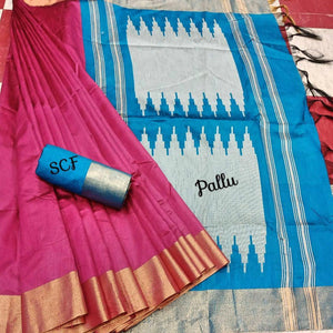 Raw Silk Saree With Contrast Pallu