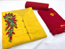 Load image into Gallery viewer, Cotton slab embroidered 16 colours Semi Stitched kurti