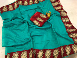 CHANDERI SILK WITH PRINT SAREE