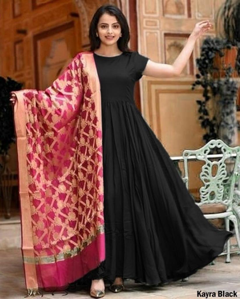 Party Wear 3/4th Sleeves Velvet Gown With Banarasi Dupatta at Rs 1299 in  Delhi