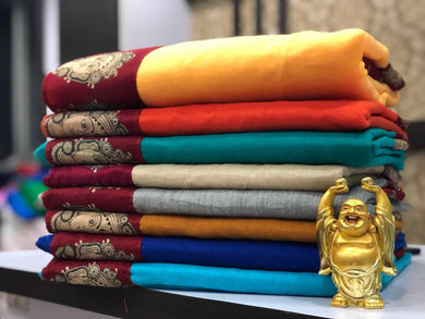 CHANDERI SILK WITH PRINT SAREE