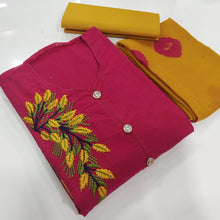 Load image into Gallery viewer, Cotton slab embroidered 16 colours Semi Stitched kurti