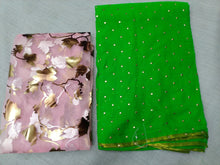 Load image into Gallery viewer, Pure Najmin star foil with zari weaving Border saree