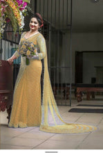 Load image into Gallery viewer, Net saree with machine fit pearl