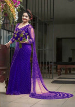 Load image into Gallery viewer, Net saree with machine fit pearl