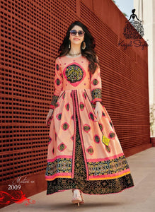 KAJAL STYLE HEAVY LOAN COTTON EITH ORDINARY PRINT  PEACH COLOR