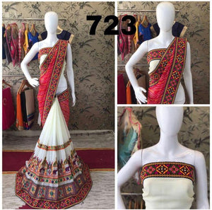 Georgette  with real mirror  saree