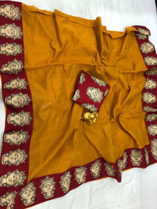 CHANDERI SILK WITH PRINT SAREE