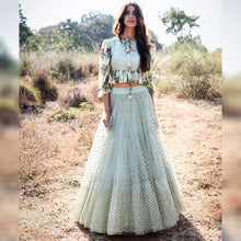 Load image into Gallery viewer, Pastel Gray Digital Lehenga Semi-Stitch