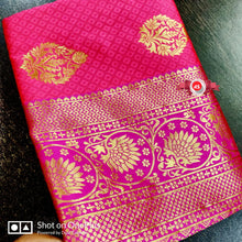 Load image into Gallery viewer, Very soft and flowy saree 100% Pure Mysore silk by Pure soft lichi with all over Kanchi zari weaving.