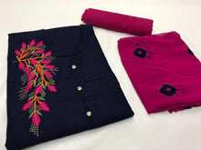 Load image into Gallery viewer, Cotton slab embroidered 16 colours Semi Stitched kurti