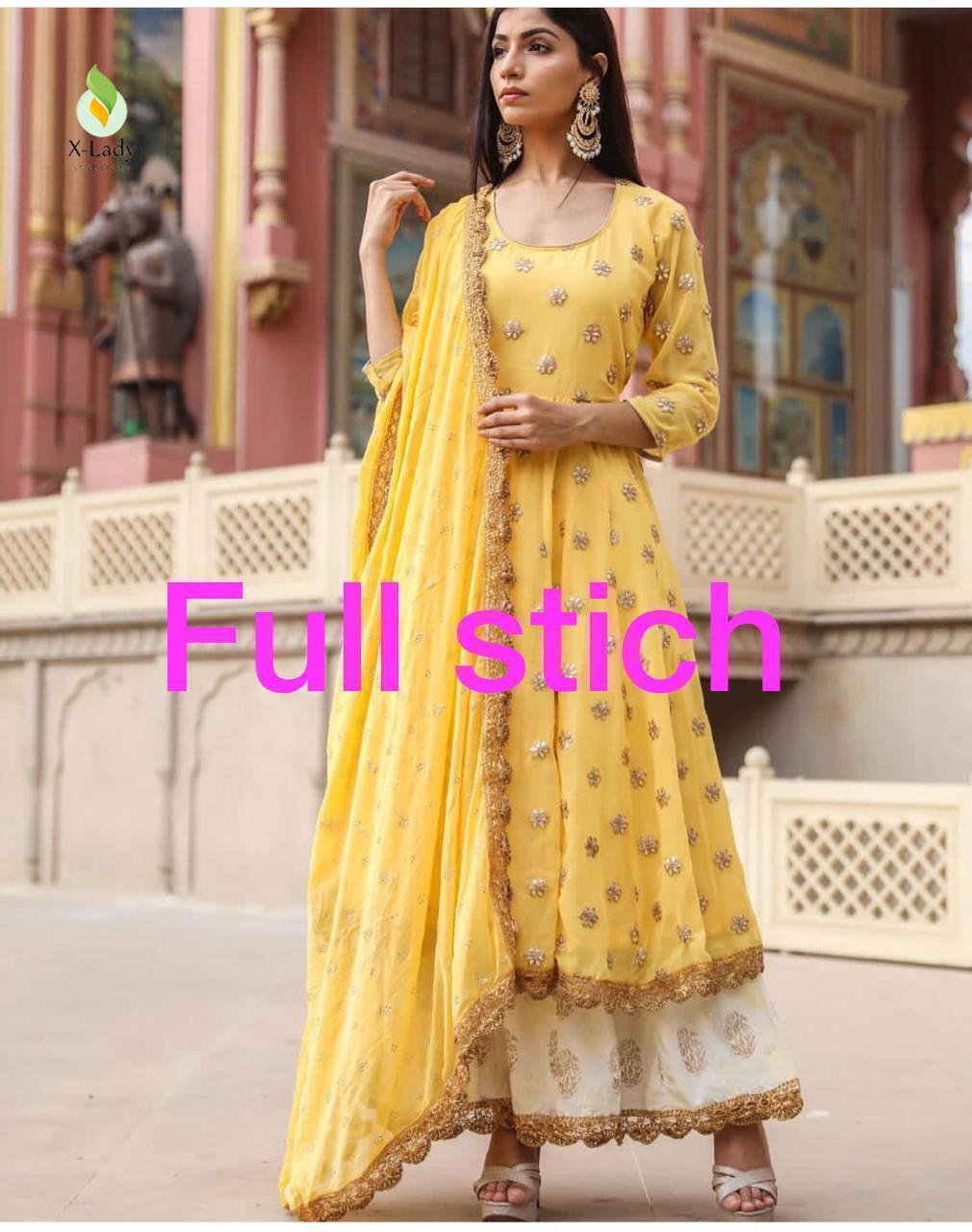 Salwar   fox Georgette full ghera and jari and gold embroidered work