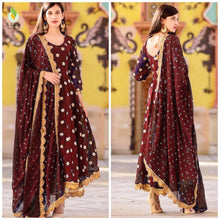 Load image into Gallery viewer, Salwar   fox Georgette full ghera and jari and gold embroidered work