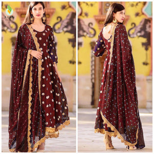 Salwar   fox Georgette full ghera and jari and gold embroidered work