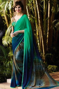 Hand printed sarees multicolor