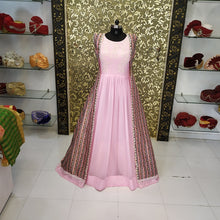Load image into Gallery viewer, Madhuri Pink Villa Gown (Semi-Stitch)